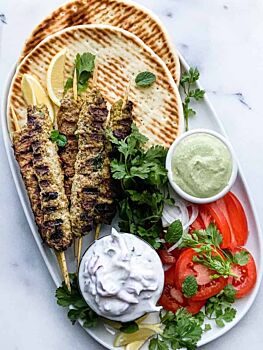 Chicken Sheikh Kebabs Served with Fresh Naan Menu 